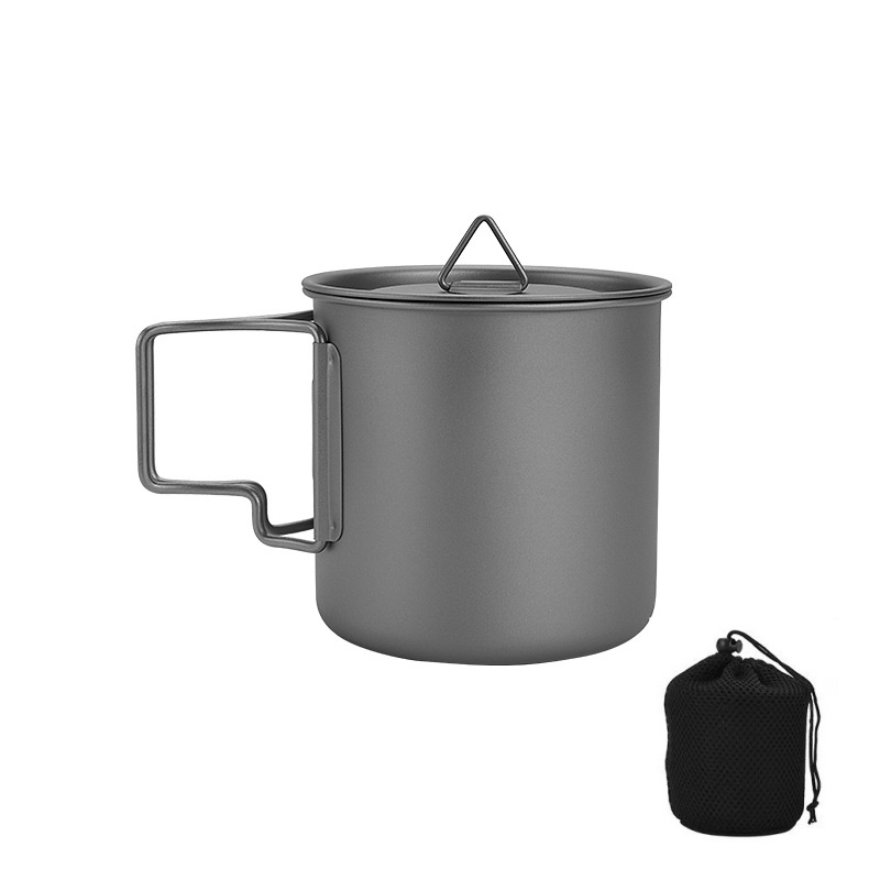 Camping Cooking Mug - Titan-Campingbecher mit Klappgriff Leichter Tragbarer Outdoor-Becher