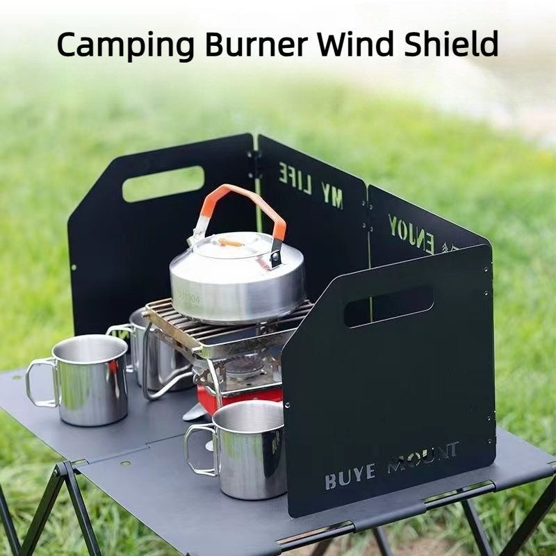 Camping Cooking Windshield - Campingkocher-Windschutz 4-fach faltbarer Windschutz Tragbarer klappbarer