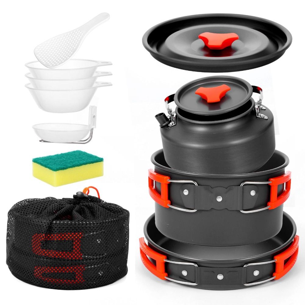 Camping Cooking Set Non Stick - Aluminium Legierung Camping Kochgeschirr Kit Antihaftbeschichtung