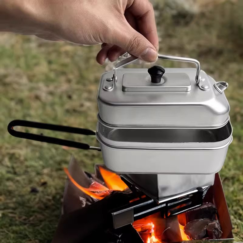 Camping Cooking Set With Kettle - Ultraleichte tragbare Picknick Camping Touristen kessel