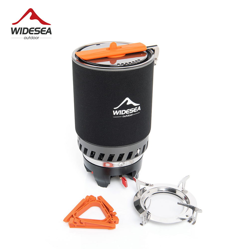 Camping Cooking Wood Stove - Widesea Camping-Kochsystem mit Wärmetauscher, Outdoor-Gasbrenner, Herd,