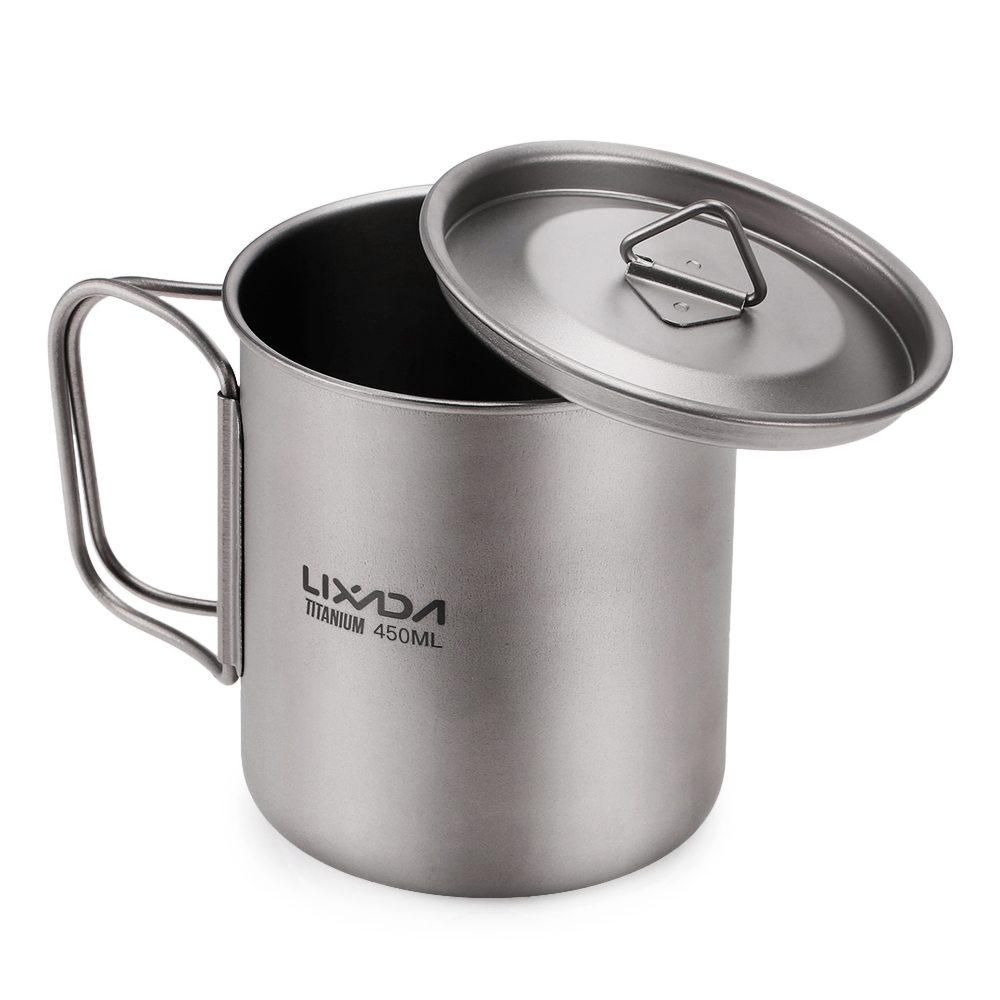 Camping Cooking Mug - Lixada Ultraleichter Titanbecher, Wasserbecher mit faltbarem