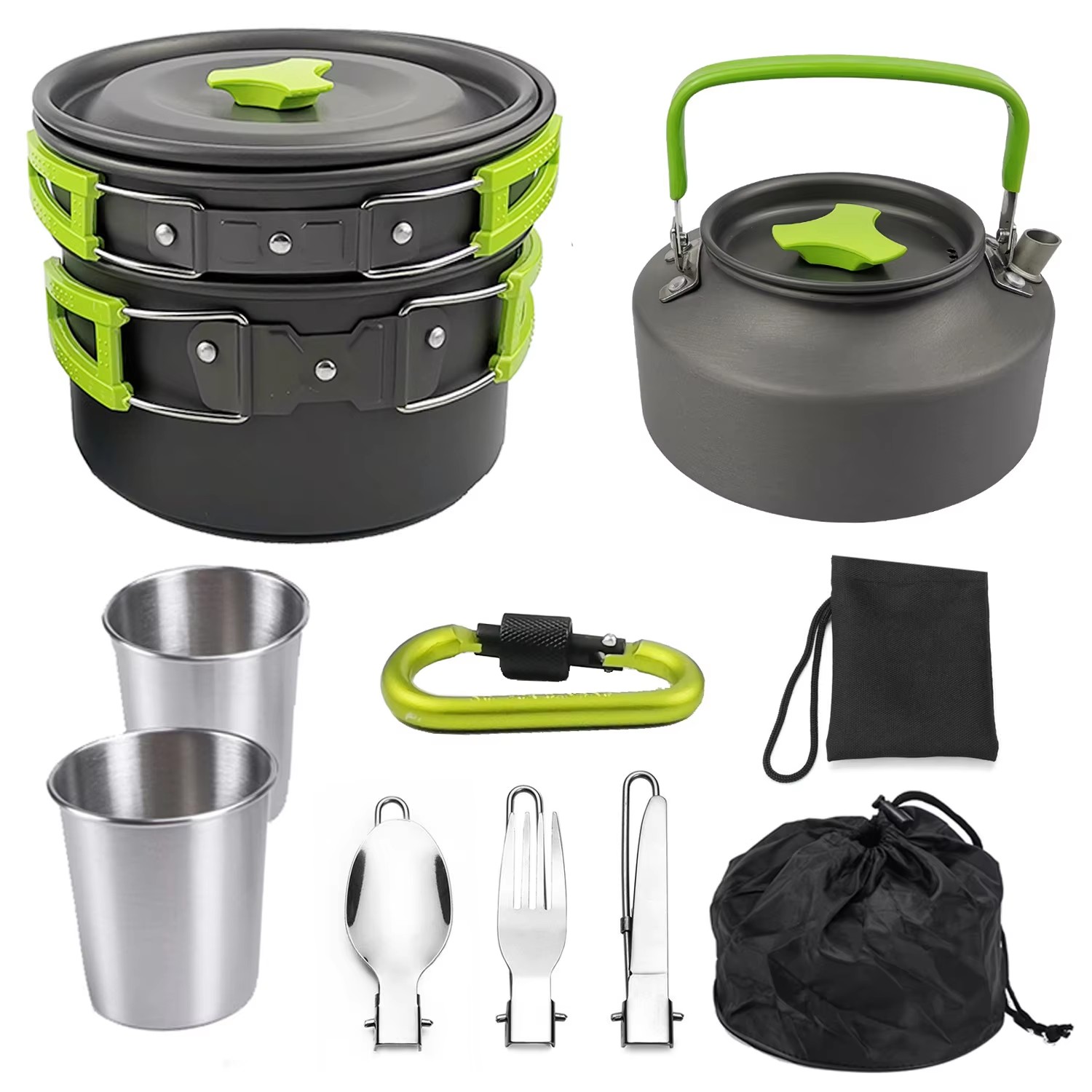 Camping Cooking Set Non Stick - Camping-Kochset Camping-Kochgeschirr Reise-Tischgeschirr Outdoor-Picknick-Set Teekanne für
