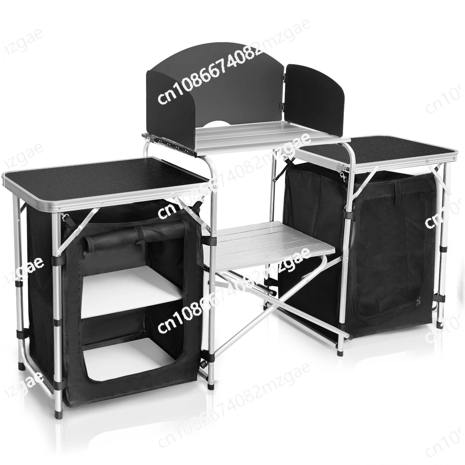 Camping Cooking Table With Storage - Mobiler Camping-Küchentisch aus Aluminiumlegierung, klappbar mit