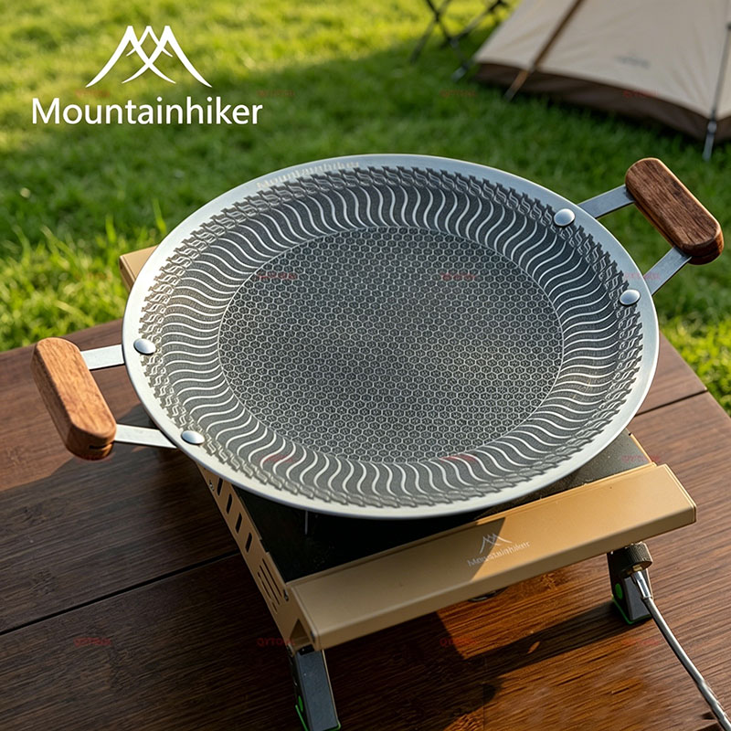Camping Cooking Set Non Stick - Mountainhiker Antihaft-Edelstahl-Grillpfanne Camping-Grillplatte Outdoor-Picknick-Küche Back- und