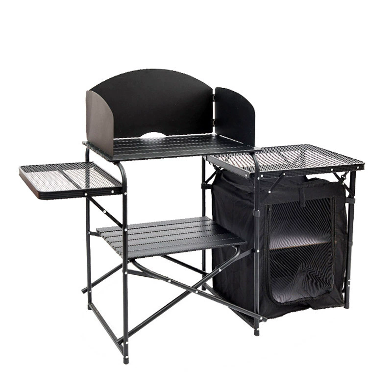 Camping Cooking Table With Storage - Outdoor Camping Klapptisch, Aluminiumlegierung Esstisch, Aufbewahrungs-Camping-Mobilküche