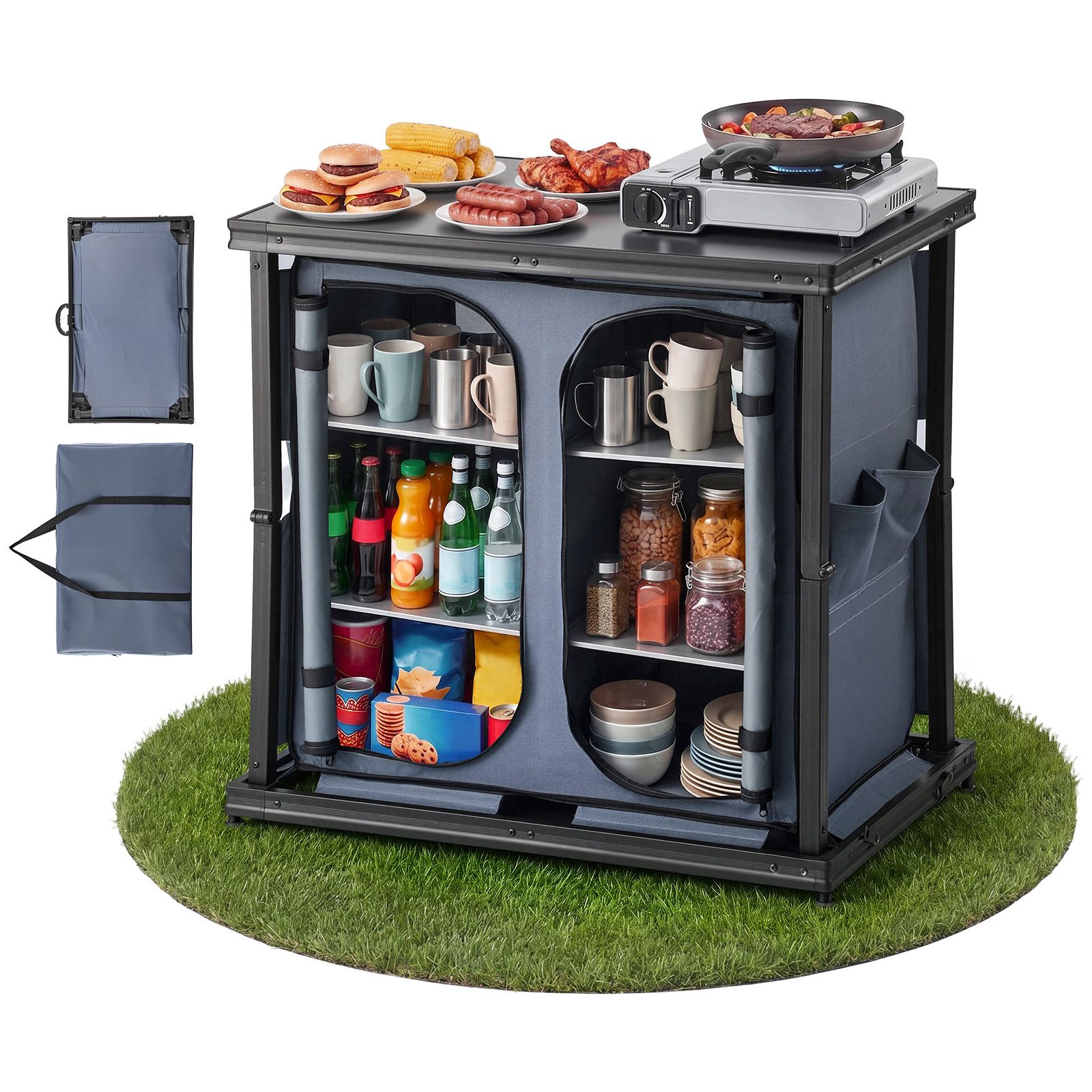 Klappbarer Camping-Aufbewahrun – Camping Cooking Table With Storage Bewertung und Preis