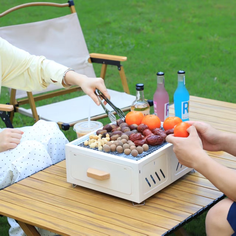Tragbarer Holzkohlegrill mit q – Camping With Cooking Bewertung und Preis