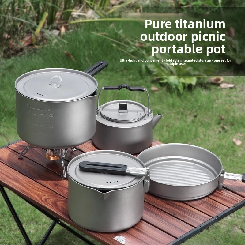Leichtes Reines Titan-Kochtopf – Camping Cooking Set With Kettle Bewertung und Preis