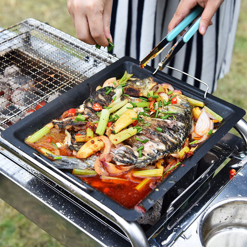 Dicke quadratische Grillpfanne – Camping Cooking Set Non Stick Bewertung und Preis