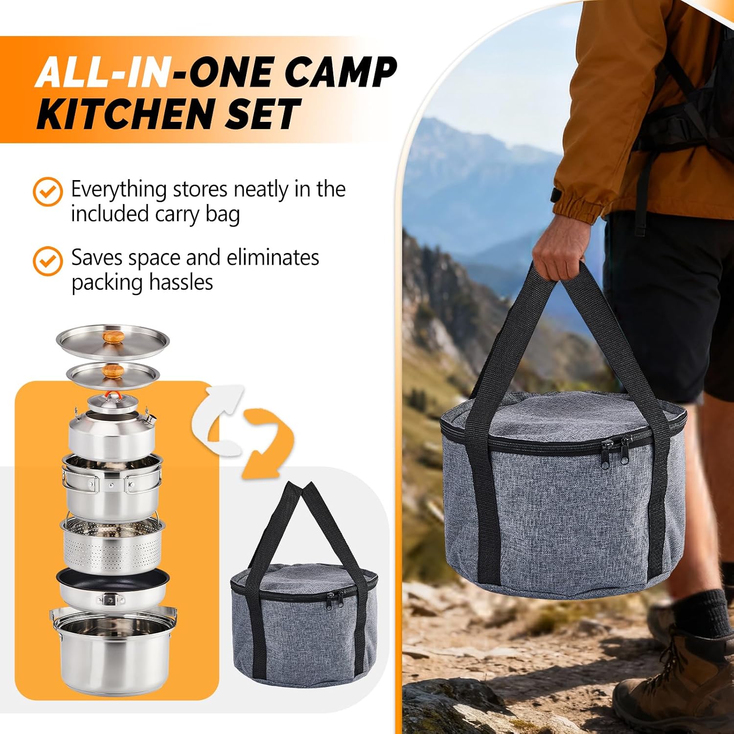 6-teiliges Kochgeschirr-Set, l – Camping Cooking Set With Kettle Bewertung und Preis