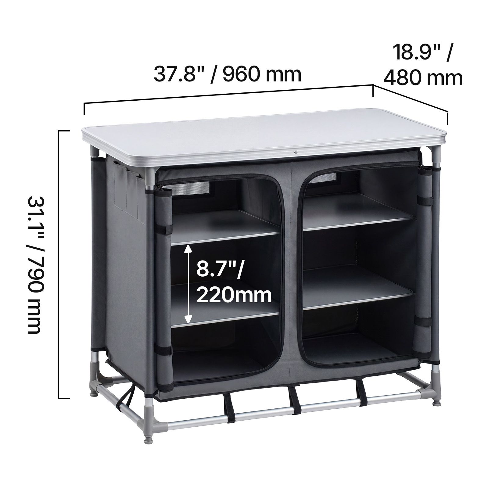 Camping-Aufbewahrungsschrank,  – Camping Cooking Table With Storage Bewertung und Preis