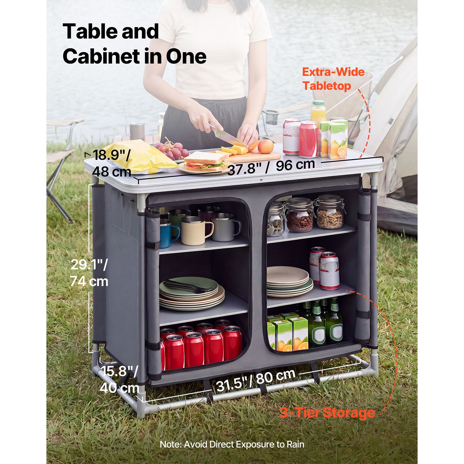 Camping-Aufbewahrungsschrank,  – Camping Cooking Table With Storage Bewertung und Preis