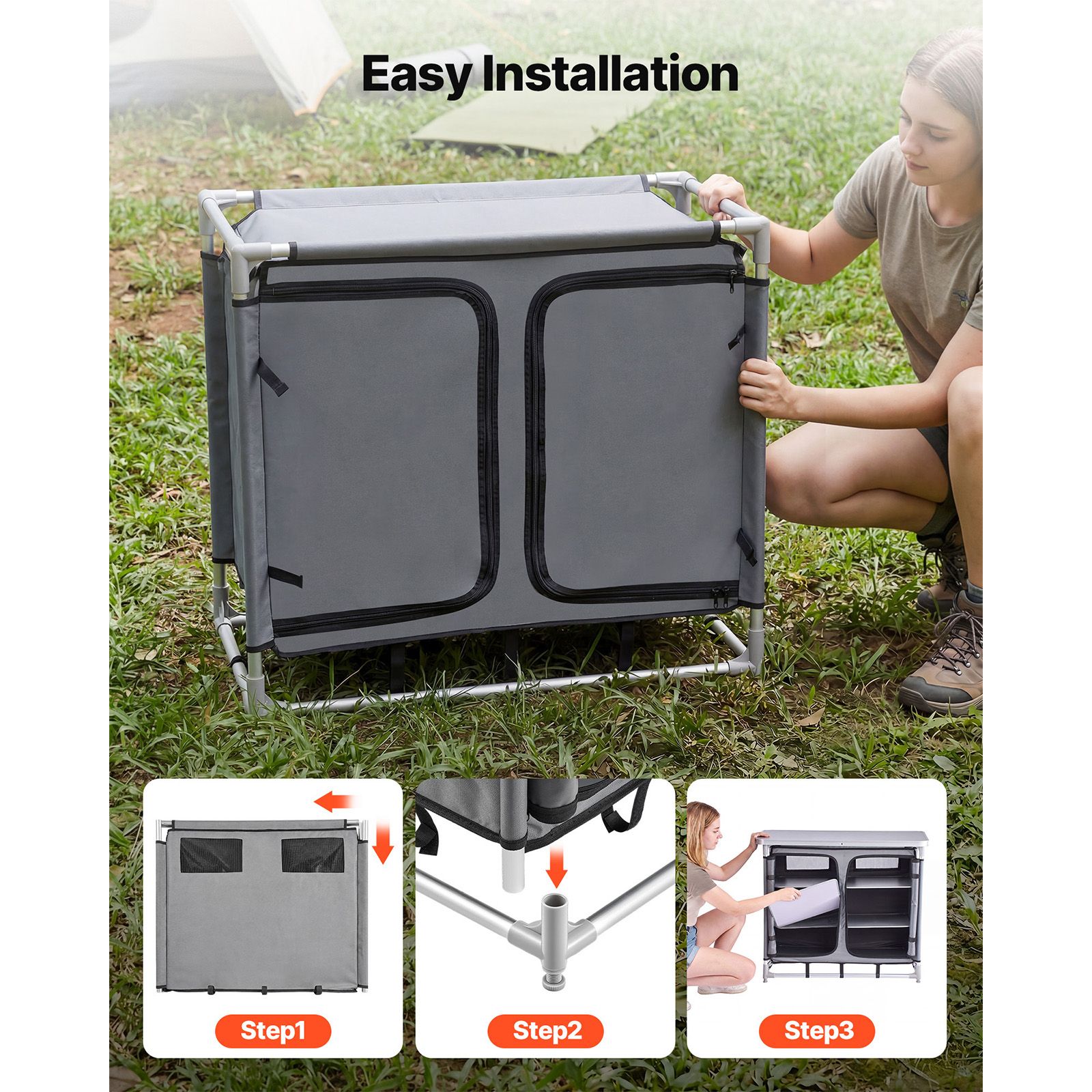 Camping-Aufbewahrungsschrank,  – Camping Cooking Table With Storage Bewertung und Preis