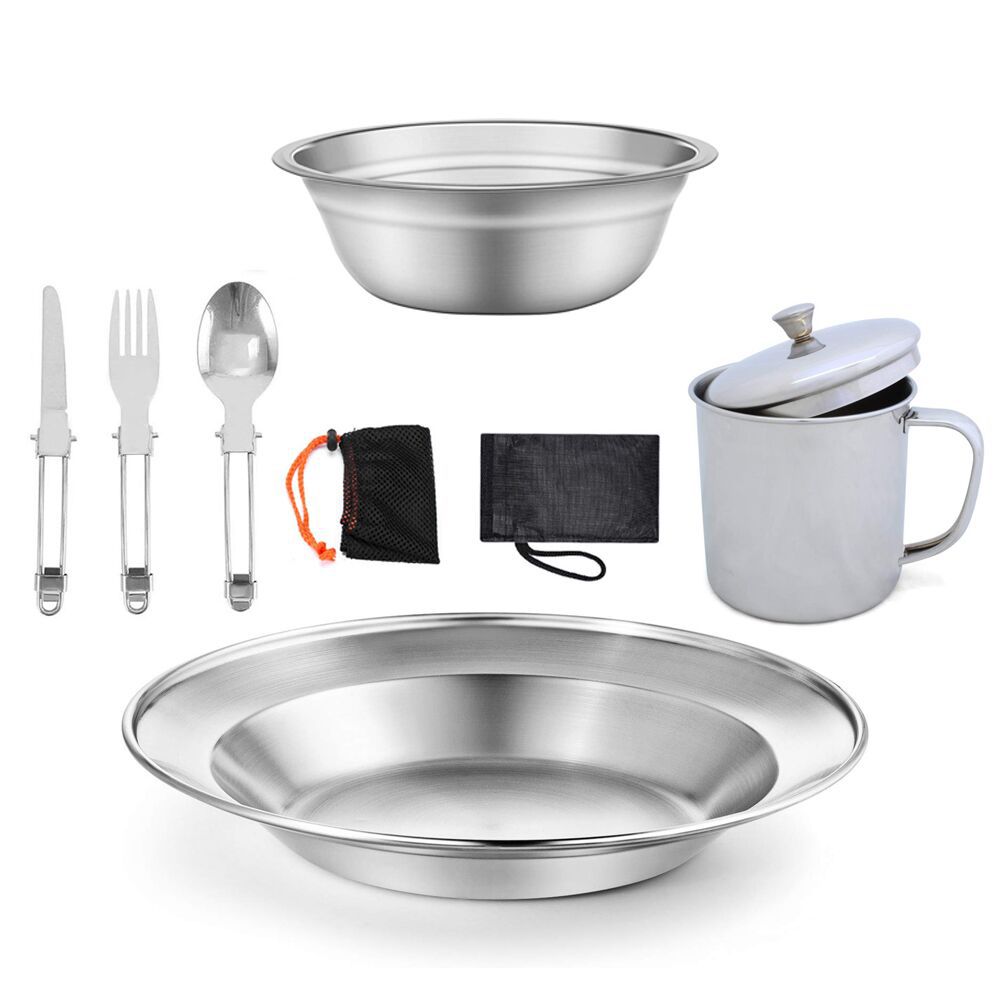 7-teiliges tragbares Campingge – Camping Cooking Set With Kettle Bewertung und Preis