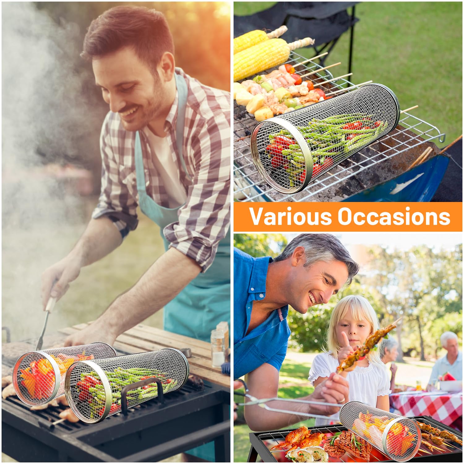 2-teiliges rollendes Grillkörb – Camping Cooking Set Non Stick Bewertung und Preis