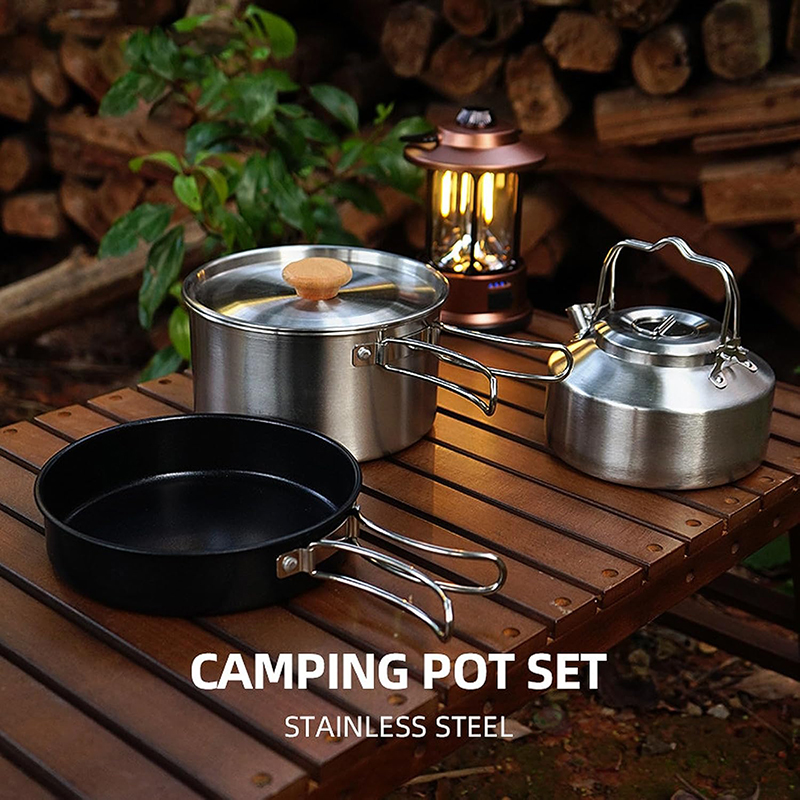 Hochwertiges 304 Edelstahl Cam – Camping Cooking Set With Kettle Bewertung und Preis