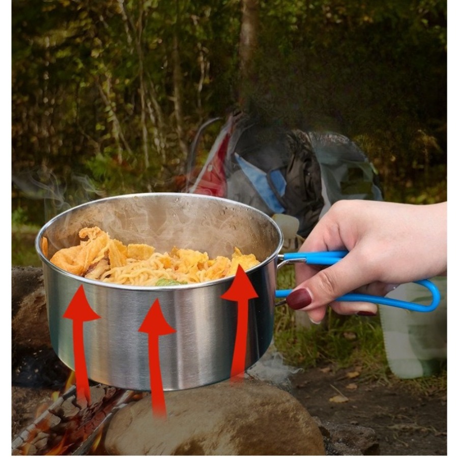 8-teiliges Set aus Edelstahl 3 – Camping Cooking Set With Kettle Bewertung und Preis