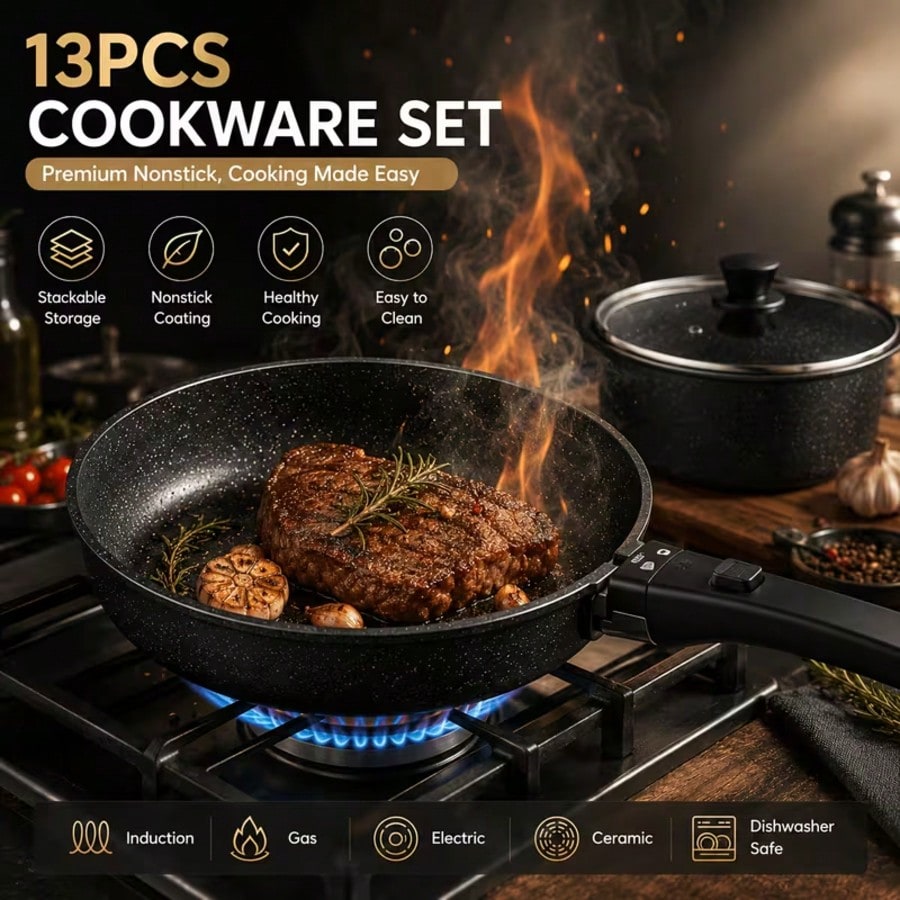 Hochwertiges 13-teiliges Antih – Camping Cooking Set Non Stick Bewertung und Preis