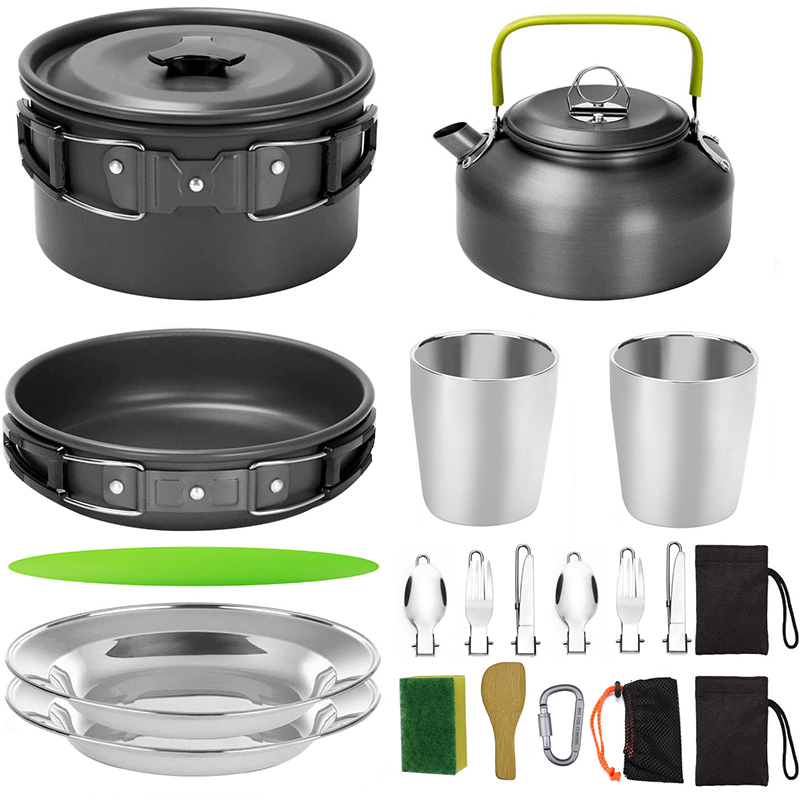 1 Set Outdoor-Kochgeschirr für – Camping Cooking Set With Kettle Bewertung und Preis