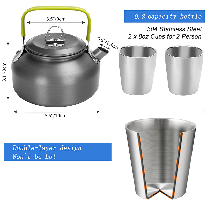 1 Set Outdoor-Kochgeschirr für – Camping Cooking Set With Kettle Bewertung und Preis